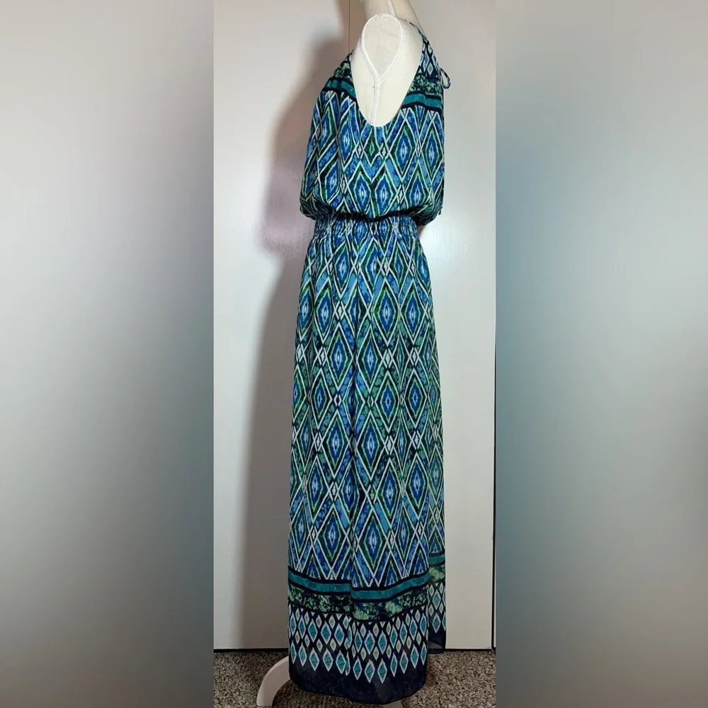 Enfocus Studio Maxi Sundress Women’s Size 14P Blue/Green - Picture 3 of 7